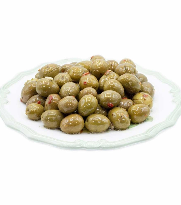  Image supplémentaire du produit Olives de table vertes assaisonnées de Sicile variété Gioconda