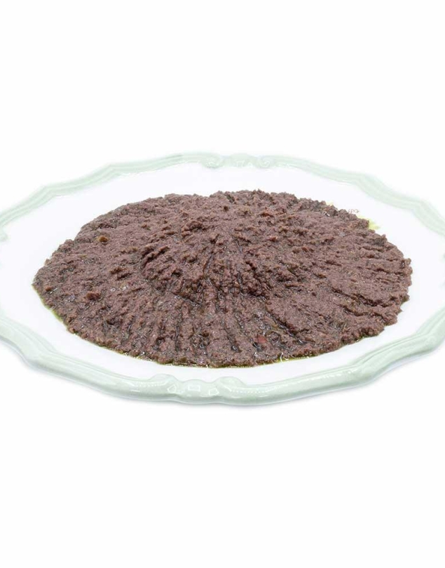 Pâtés d’olive verte et noire en bocal en verre