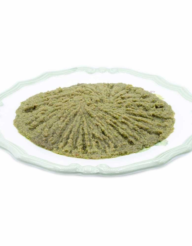 Pâtés d’olive verte et noire en bocal en verre