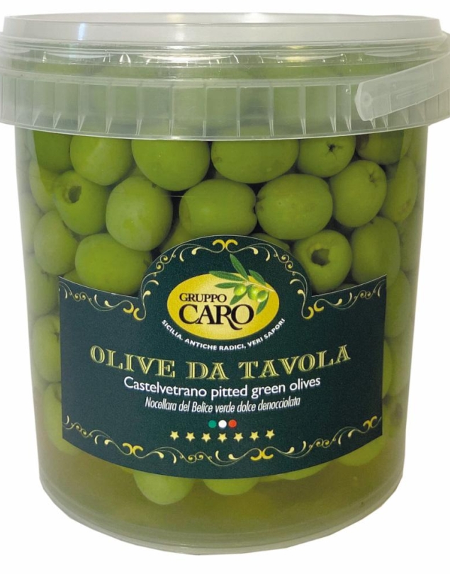 Olives vertes douces dénoyautées Nocellara del Belice en saumure