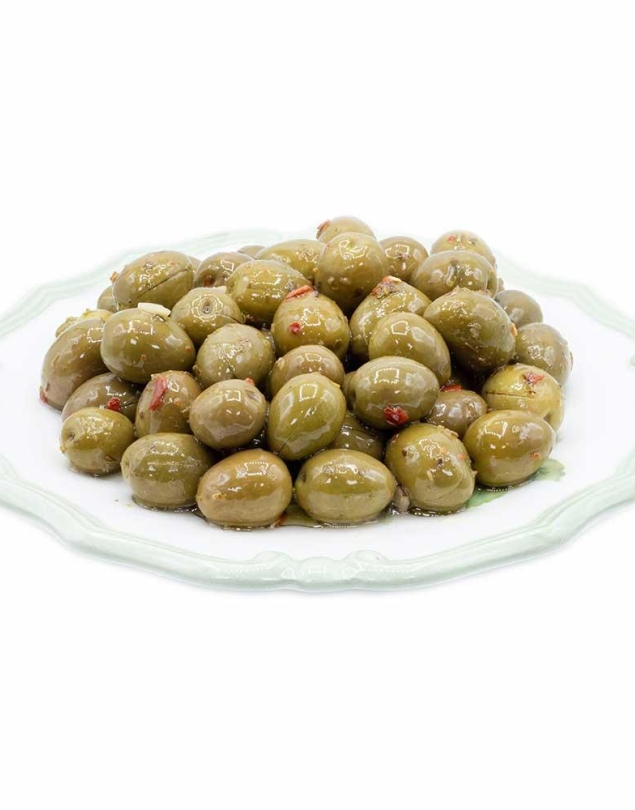 Olives vertes siciliennes en saumure assaisonnée