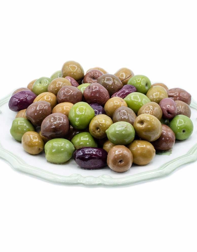 Olives siciliennes mélangées (Mélange Méditerranéen) en bocal en verre