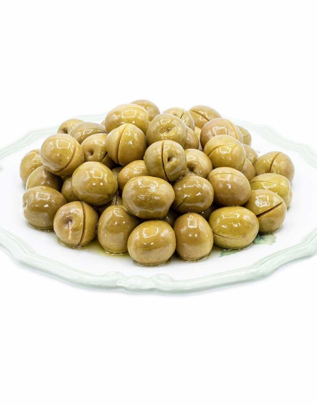 Olives vertes entières incisées Nocellara del Belice en saumure
