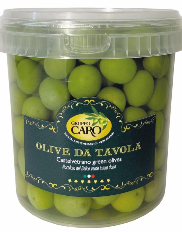 Olives vertes douces entières Nocellara del Belice en saumure